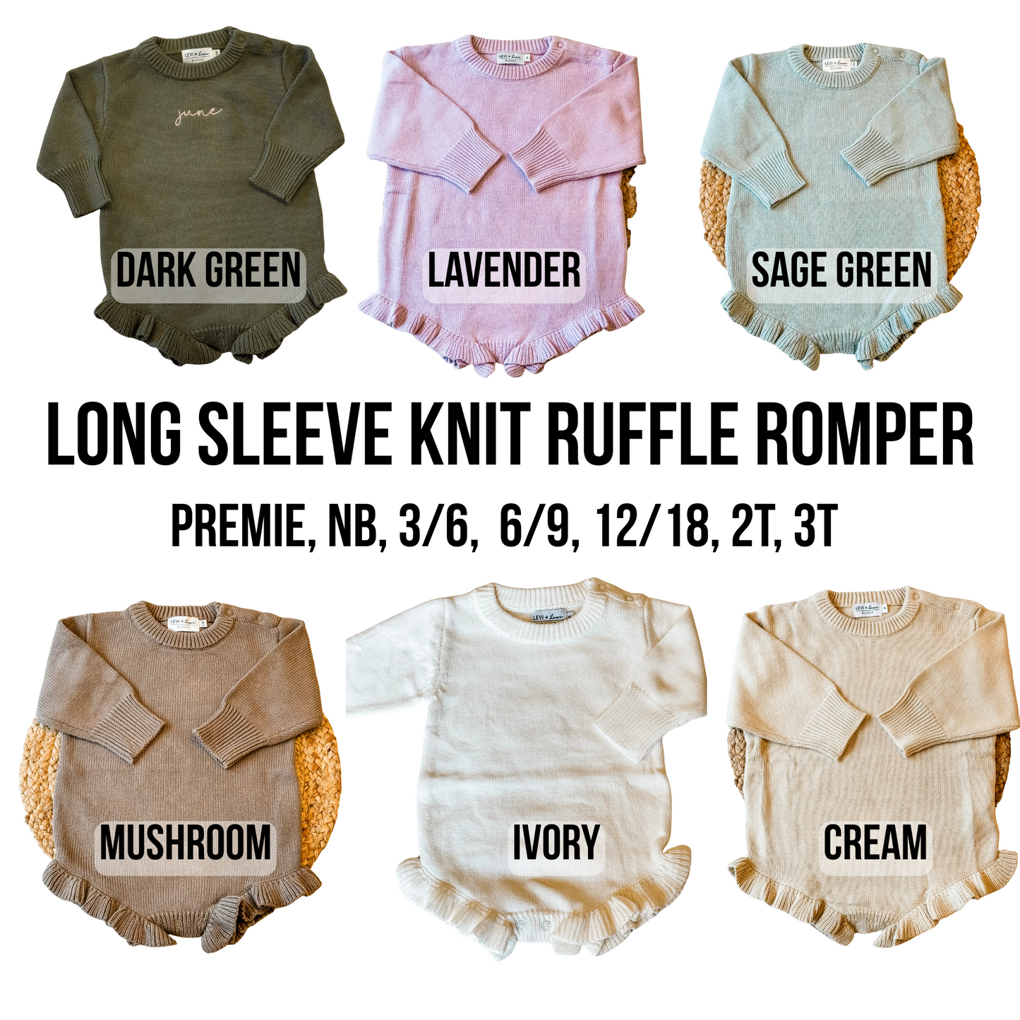 Ruffled Long Sleeve Knit Romper
