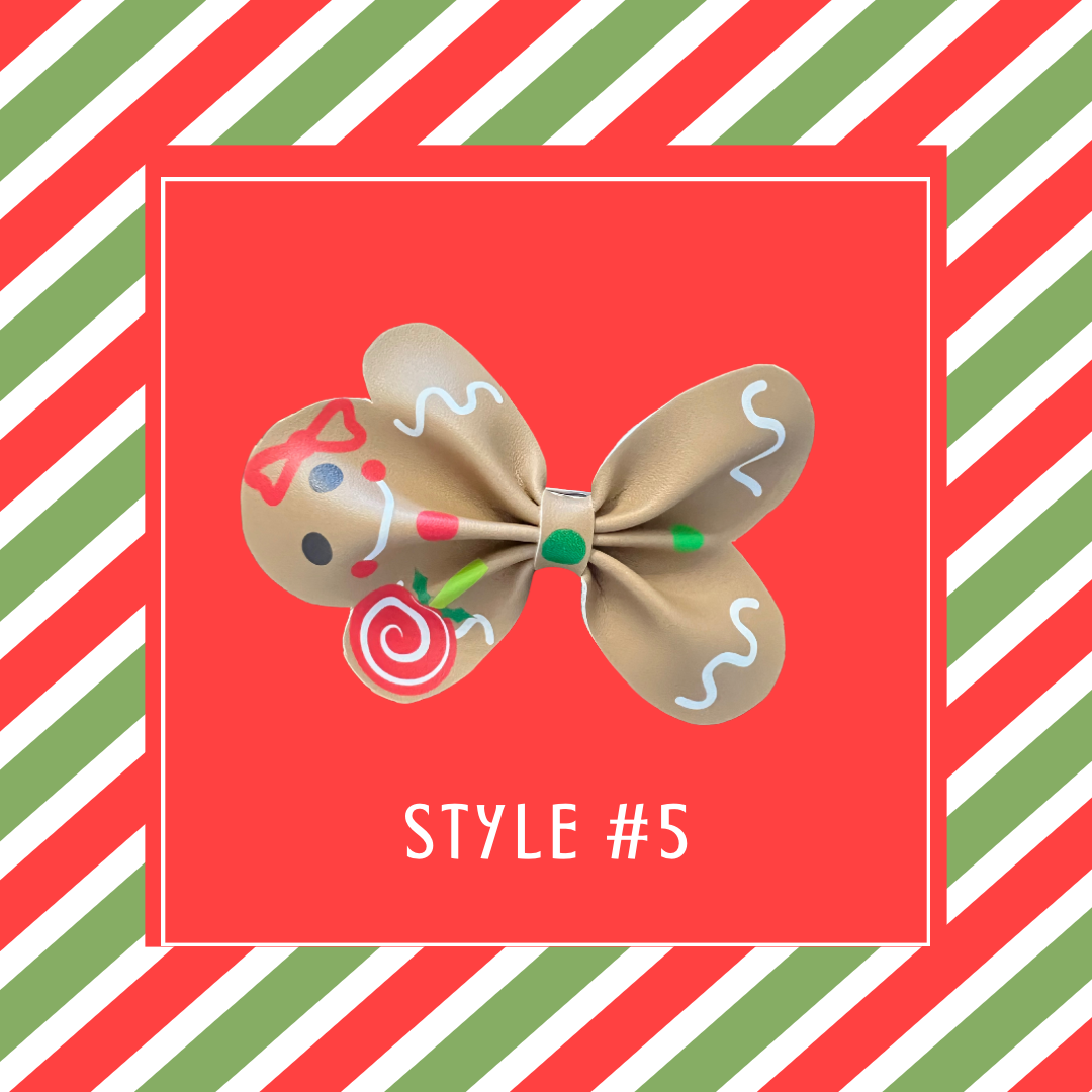 Christmas pinched faux leather bow