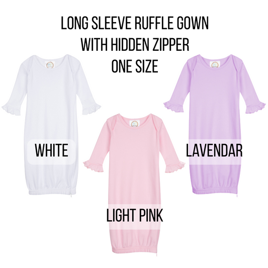 Long Sleeve Ruffle Gown with Hidden Zipper