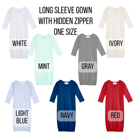 Long Sleeve Gown with Hidden Zipper