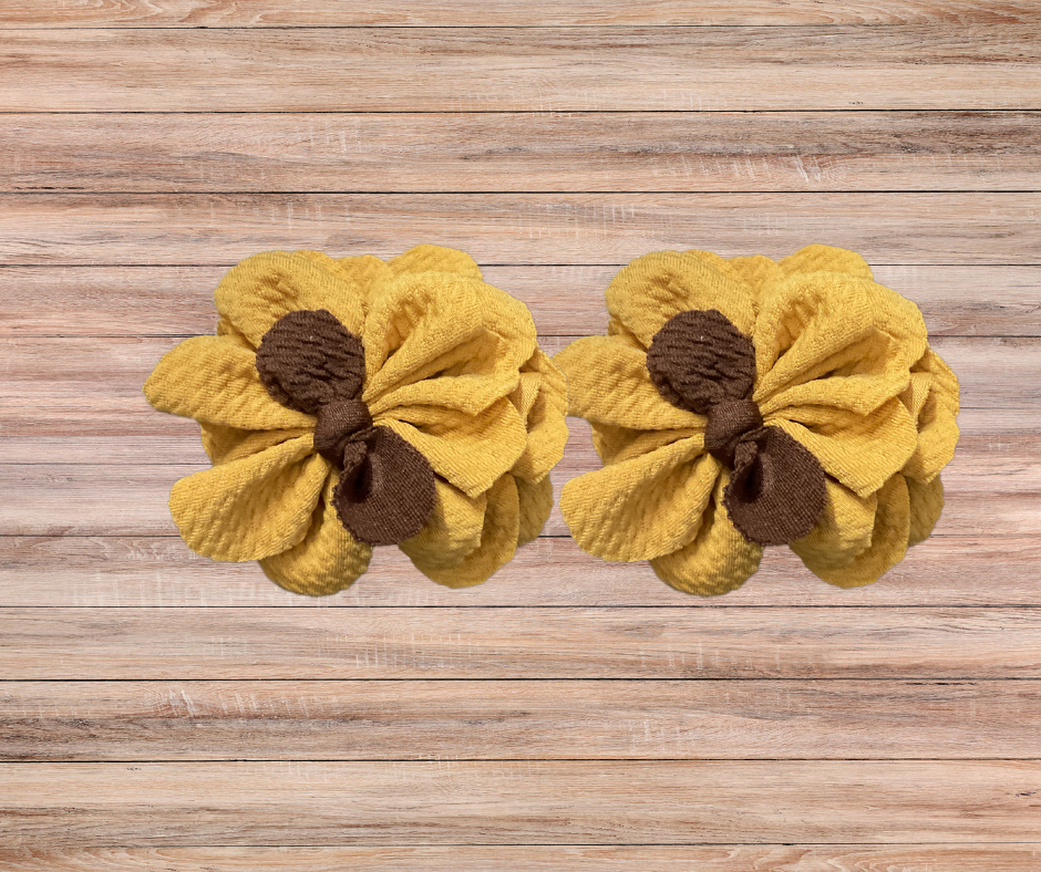 Mustard yellow with brown flower piggies