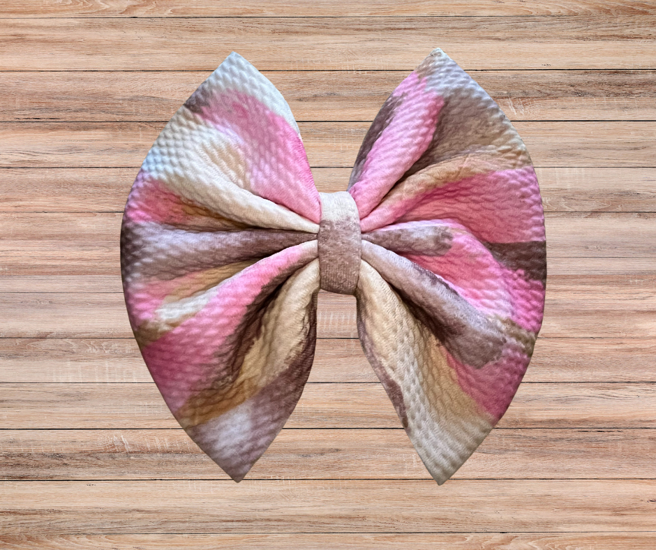 Pink and Tan with Gold Bow