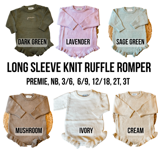 Ruffled Long Sleeve Knit Romper