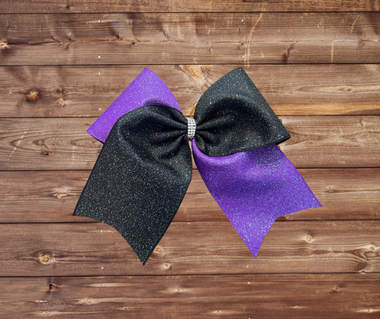 Purple and Black Cheer Bow