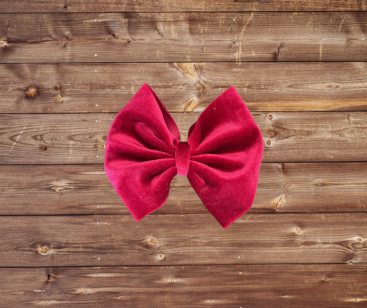 Velvet cranberry bow on clip