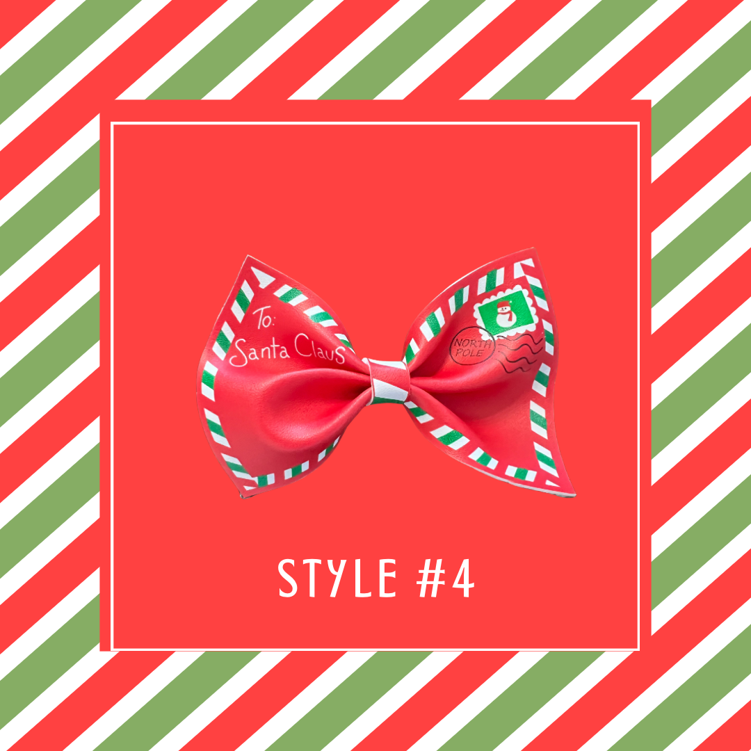 Christmas pinched faux leather bow