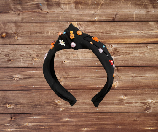 Black Cotton Headband with Halloween characters